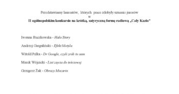 Laureaci konkursu na krótką formę radiową “Cały Kazio”