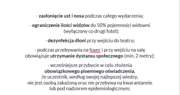 Regulamin uczestnictwa w imprezach w Teatrze Zdrojowym podczas stanu epidemii